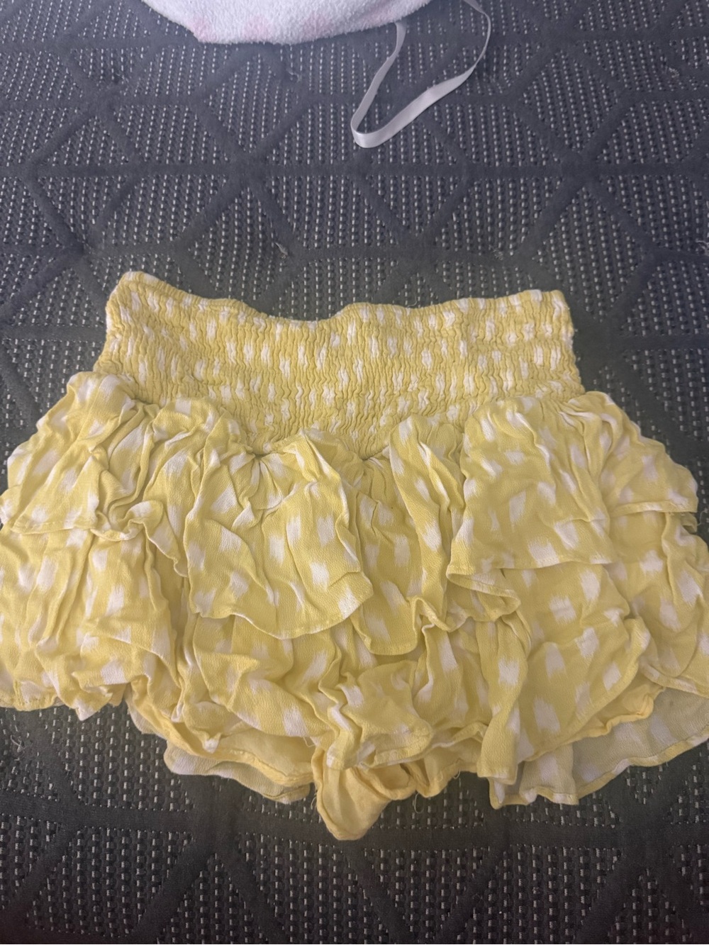 Women’s Yellow Ruffle Mini Skirt with Smocked Waist Built in shorts